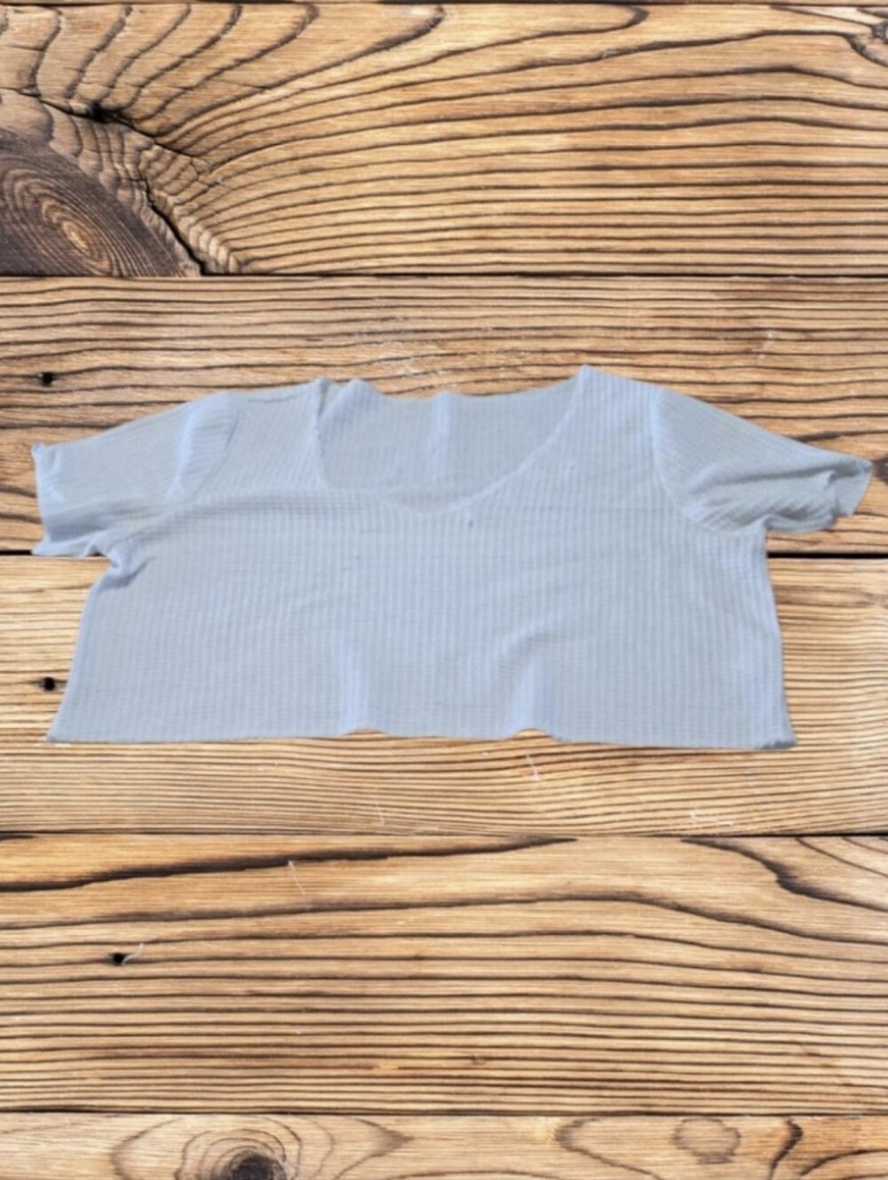 WOMAN'S SHIEN WAFFLE KNIT CROP TOP